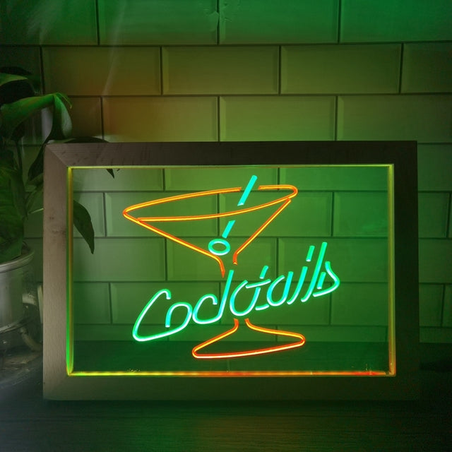 Cocktails Two Tone Sign - Luxury Framed Edition