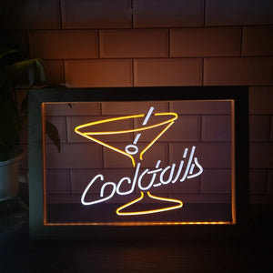 Cocktails Two Tone Sign - Luxury Framed Edition