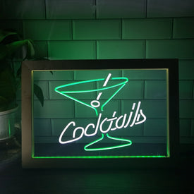 Cocktails Two Tone Sign - Luxury Framed Edition