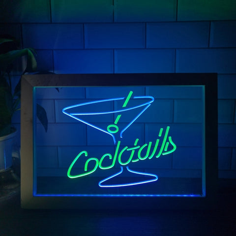 Image of Cocktails Two Tone Sign - Luxury Framed Edition