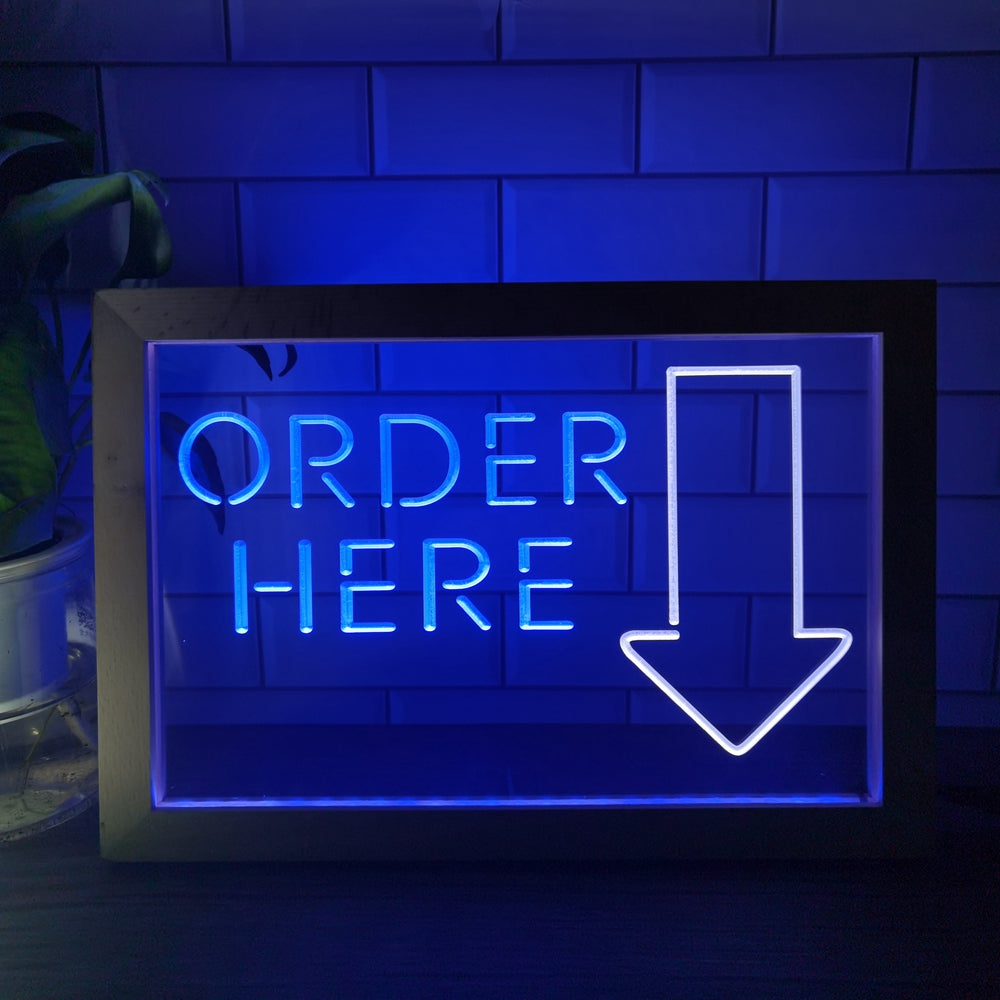 Order Here Cashier Two Tone Sign - Luxury Framed Edition