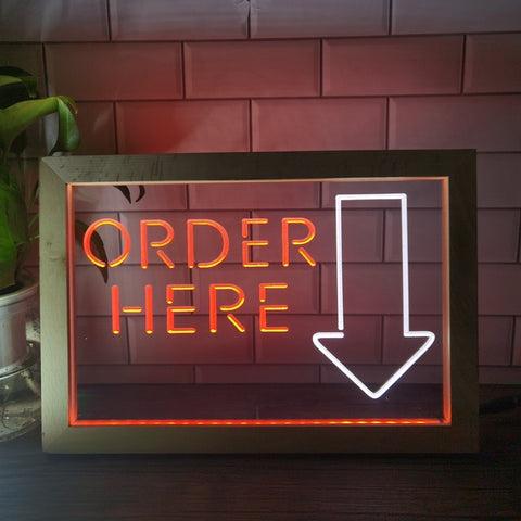 Image of Order Here Cashier Two Tone Sign - Luxury Framed Edition
