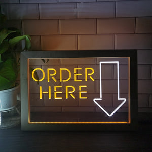 Order Here Cashier Two Tone Sign - Luxury Framed Edition