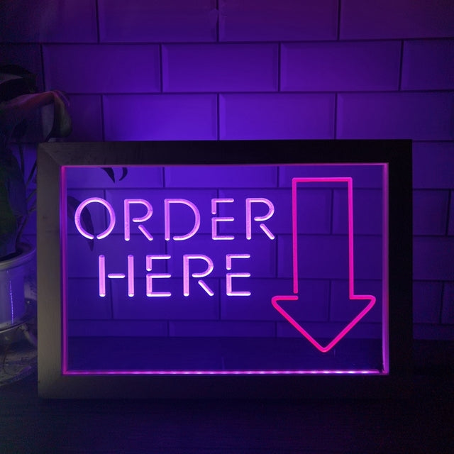 Order Here Cashier Two Tone Sign - Luxury Framed Edition