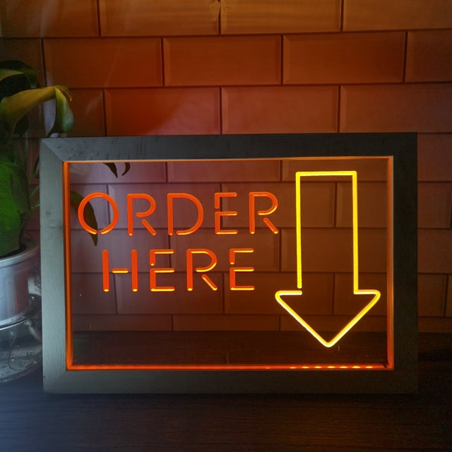 Order Here Cashier Two Tone Sign - Luxury Framed Edition