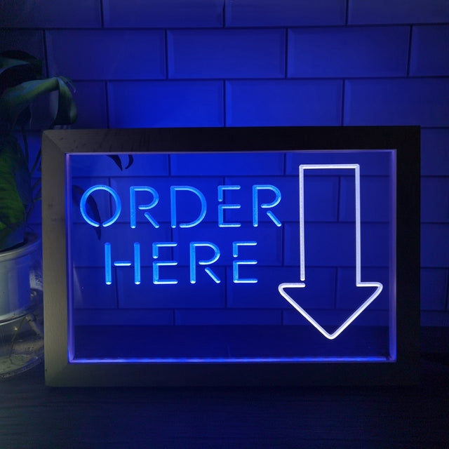 Order Here Cashier Two Tone Sign - Luxury Framed Edition