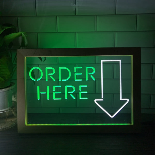 Order Here Cashier Two Tone Sign - Luxury Framed Edition