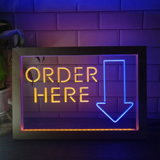 Order Here Cashier Two Tone Sign - Luxury Framed Edition