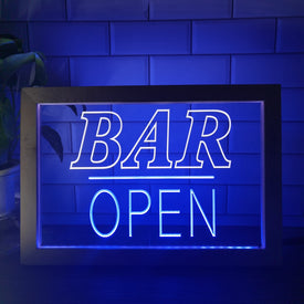 Bar Open Two Tone Sign - Luxury Framed Edition