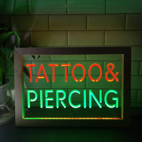 Image of Tattoo and Piercing Two Tone Sign - Luxury Framed Edition