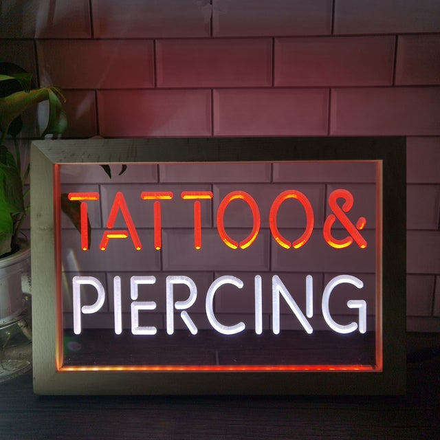 Tattoo and Piercing Two Tone Sign - Luxury Framed Edition