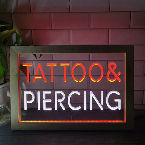 Image of Tattoo and Piercing Two Tone Sign - Luxury Framed Edition