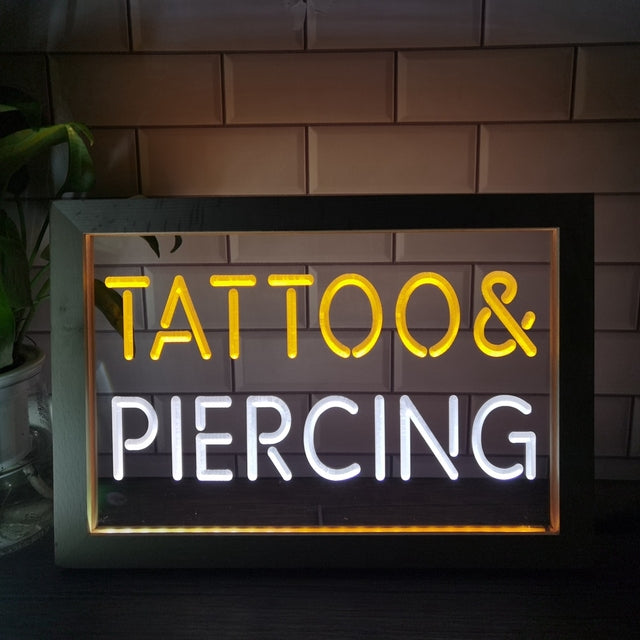 Tattoo and Piercing Two Tone Sign - Luxury Framed Edition