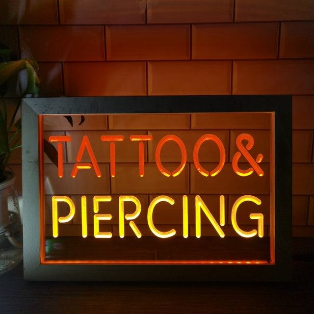Tattoo and Piercing Two Tone Sign - Luxury Framed Edition