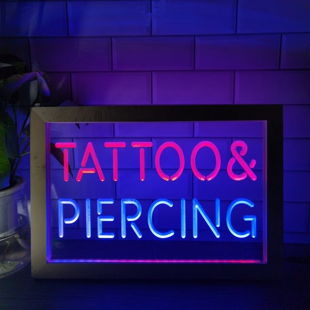 Tattoo and Piercing Two Tone Sign - Luxury Framed Edition