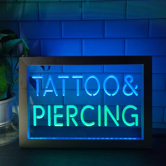 Tattoo and Piercing Two Tone Sign - Luxury Framed Edition