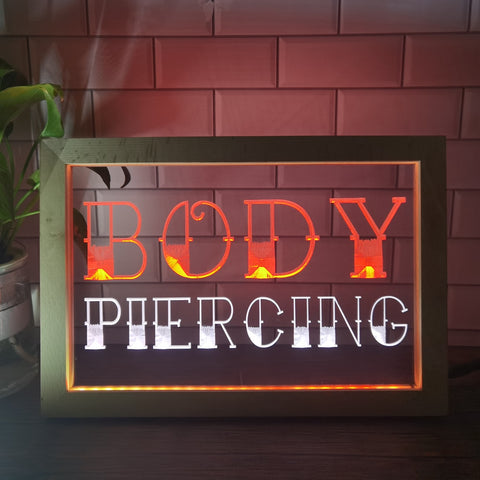 Image of Body Piercing Two Tone Sign - Luxury Framed Edition