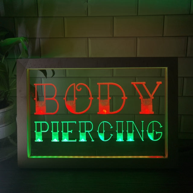 Body Piercing Two Tone Sign - Luxury Framed Edition