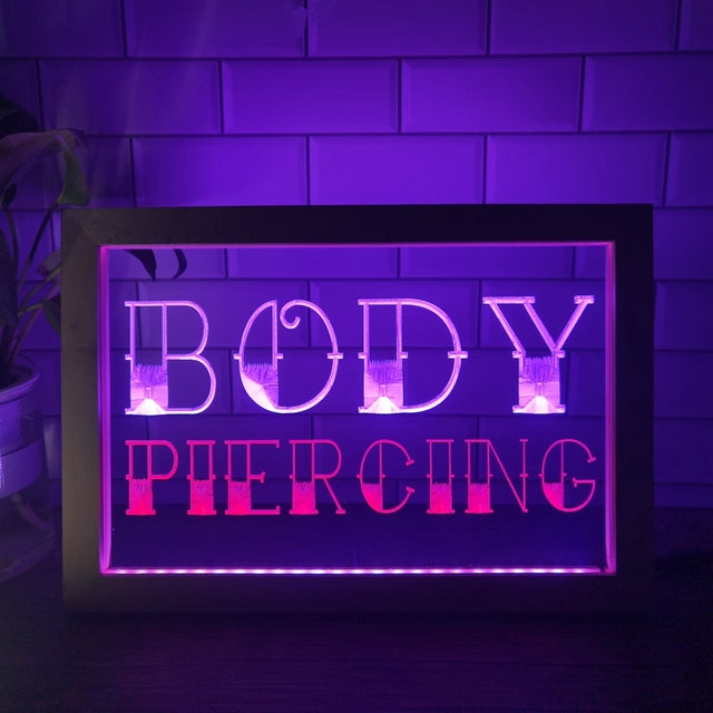 Body Piercing Two Tone Sign - Luxury Framed Edition
