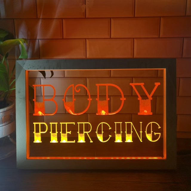 Body Piercing Two Tone Sign - Luxury Framed Edition