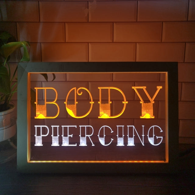 Body Piercing Two Tone Sign - Luxury Framed Edition