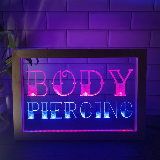 Body Piercing Two Tone Sign - Luxury Framed Edition