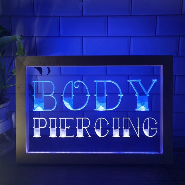 Body Piercing Two Tone Sign - Luxury Framed Edition