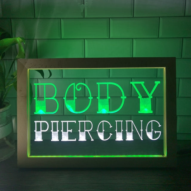 Body Piercing Two Tone Sign - Luxury Framed Edition