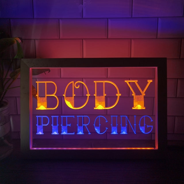 Body Piercing Two Tone Sign - Luxury Framed Edition