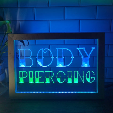 Image of Body Piercing Two Tone Sign - Luxury Framed Edition