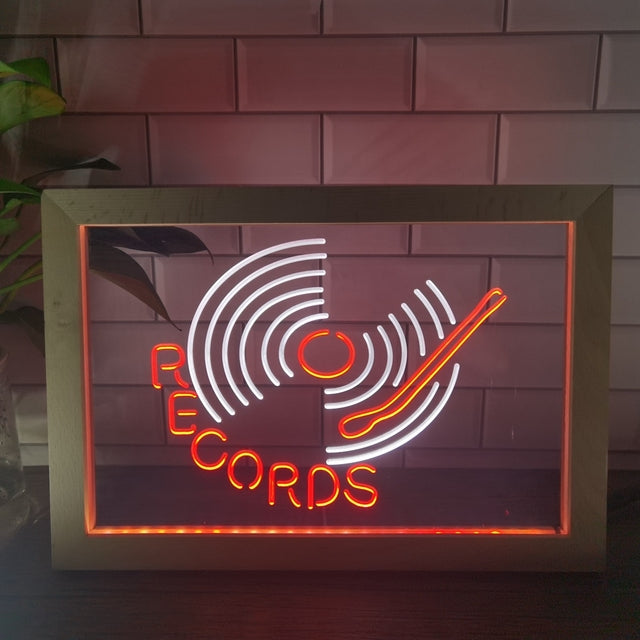 Vinyl Records Two Tone Sign - Luxury Framed Edition