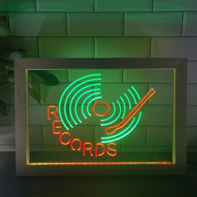 Vinyl Records Two Tone Sign - Luxury Framed Edition