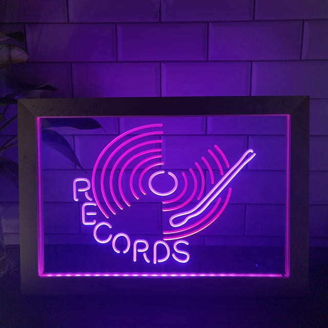 Vinyl Records Two Tone Sign - Luxury Framed Edition