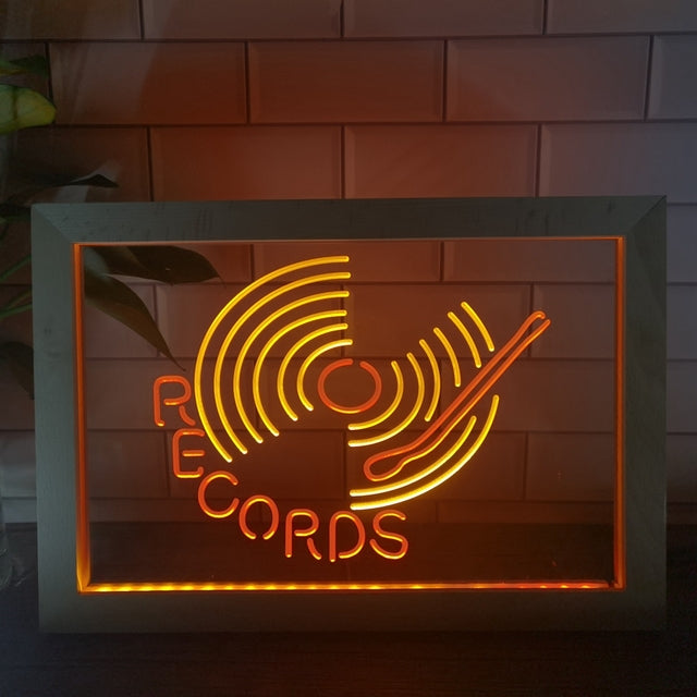 Vinyl Records Two Tone Sign - Luxury Framed Edition
