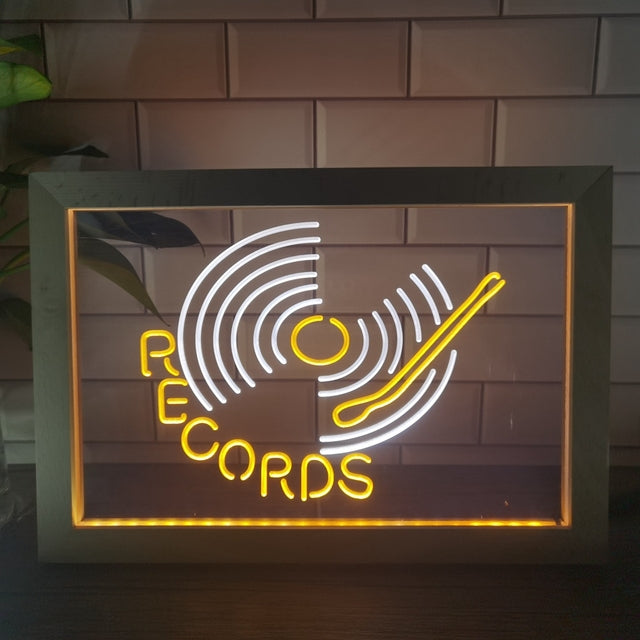 Vinyl Records Two Tone Sign - Luxury Framed Edition