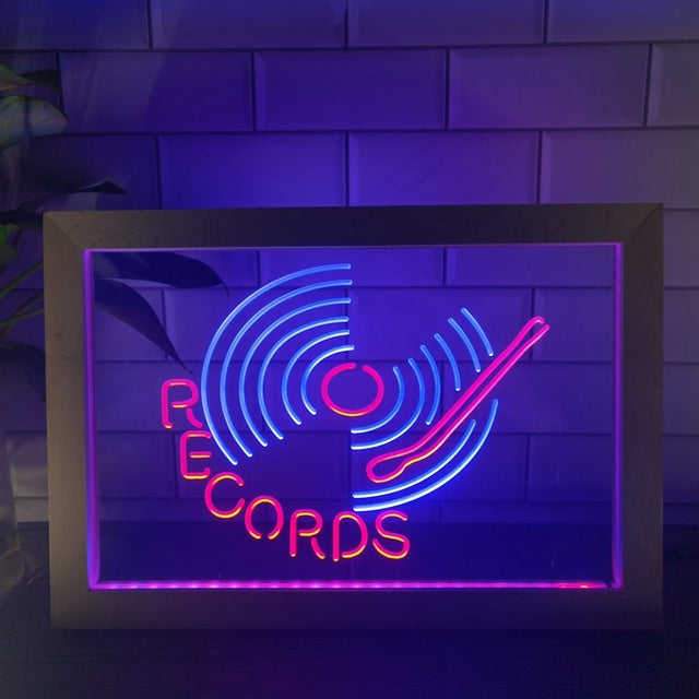Vinyl Records Two Tone Sign - Luxury Framed Edition