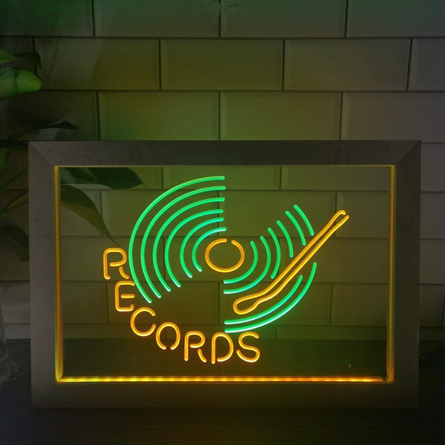 Vinyl Records Two Tone Sign - Luxury Framed Edition