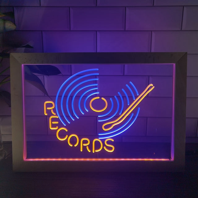 Vinyl Records Two Tone Sign - Luxury Framed Edition