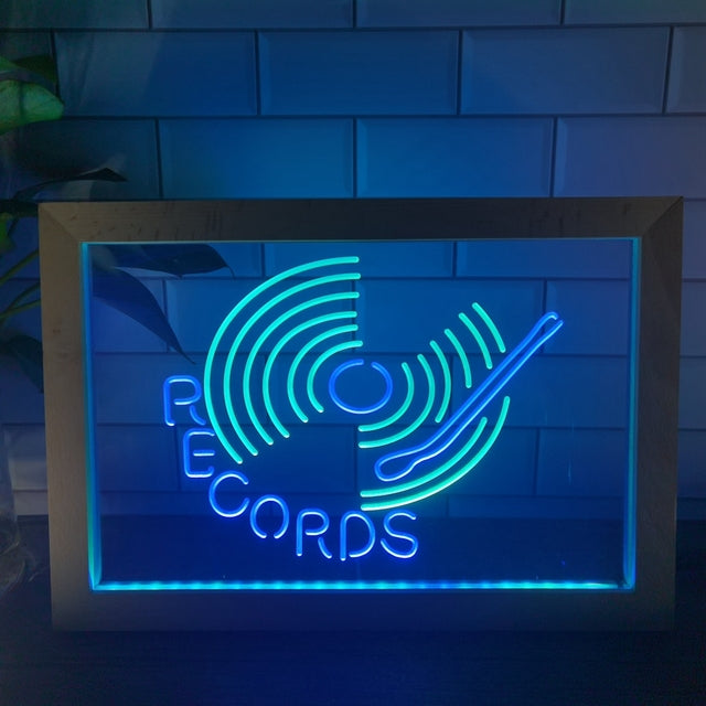 Vinyl Records Two Tone Sign - Luxury Framed Edition