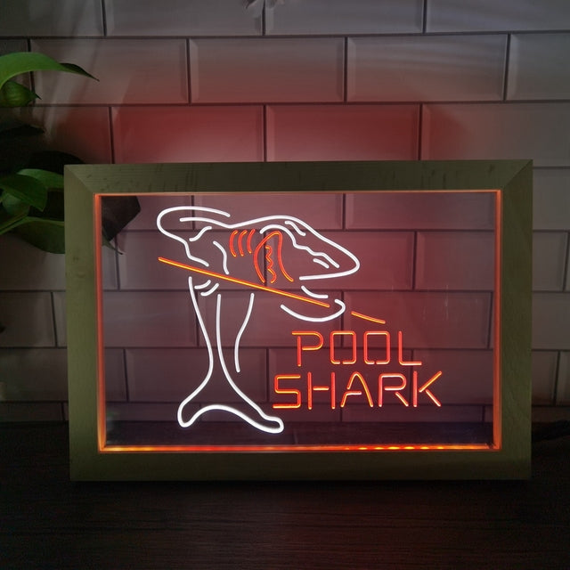 Pool Shark Two Tone Sign - Luxury Framed Edition