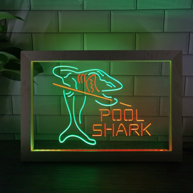 Pool Shark Two Tone Sign - Luxury Framed Edition