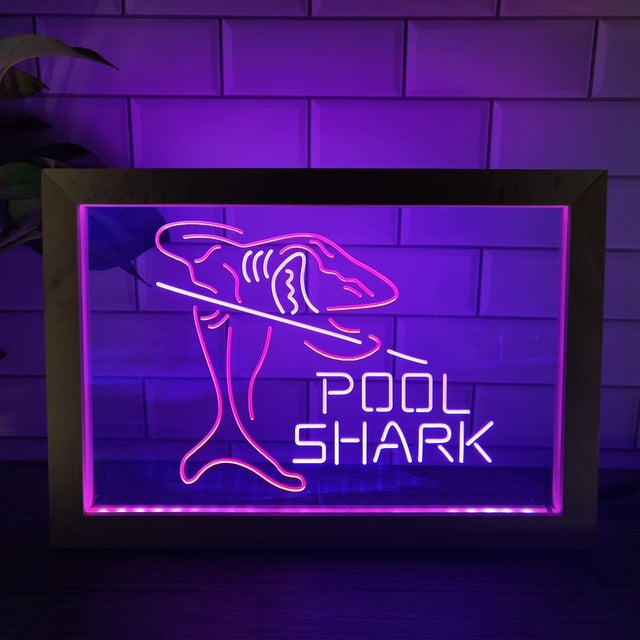 Pool Shark Two Tone Sign - Luxury Framed Edition