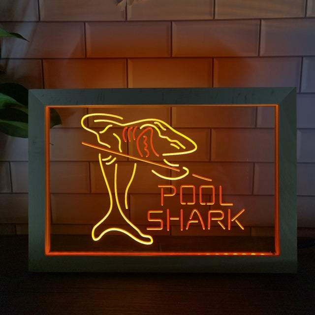 Pool Shark Two Tone Sign - Luxury Framed Edition