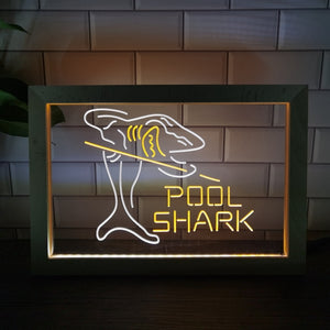 Pool Shark Two Tone Sign - Luxury Framed Edition