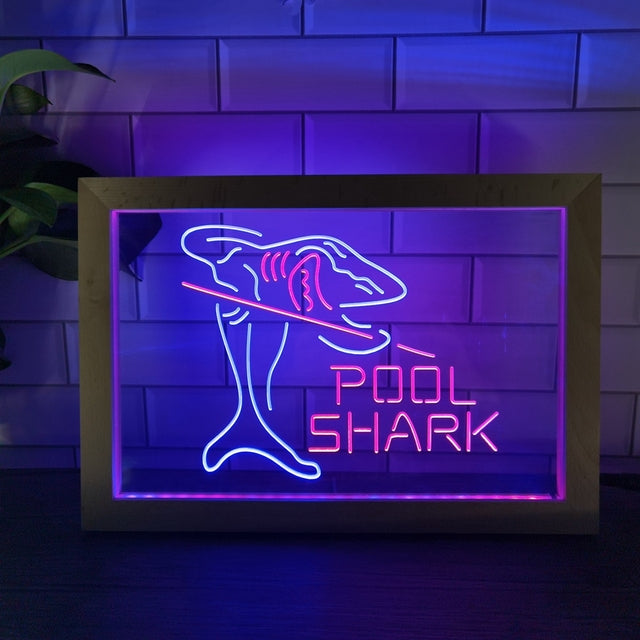 Pool Shark Two Tone Sign - Luxury Framed Edition