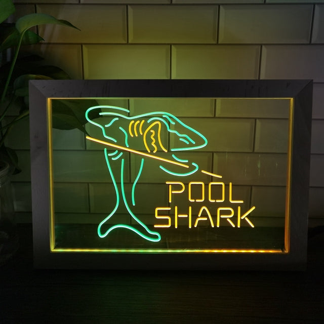 Pool Shark Two Tone Sign - Luxury Framed Edition