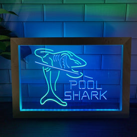 Pool Shark Two Tone Sign - Luxury Framed Edition