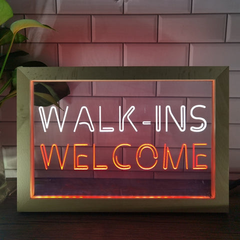 Image of Walk Ins Welcome Two Tone Sign - Luxury Framed Edition