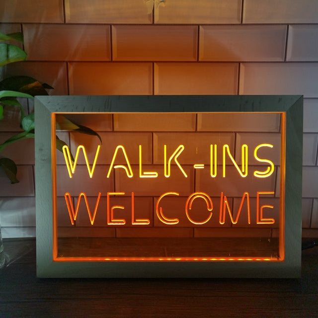 Walk Ins Welcome Two Tone Sign - Luxury Framed Edition