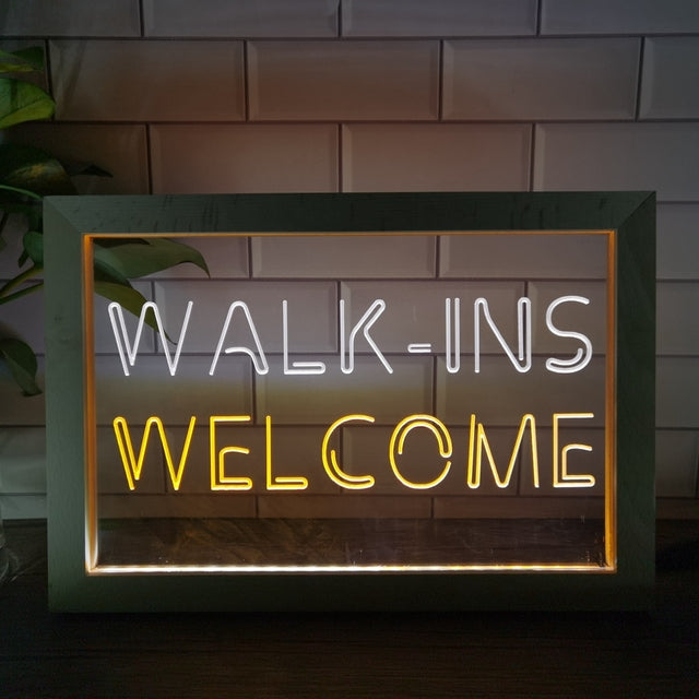 Walk Ins Welcome Two Tone Sign - Luxury Framed Edition